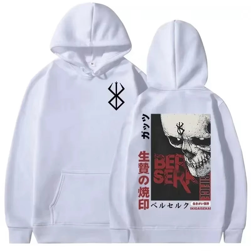 Men'S Hoodie Casual Oversized Pullovers Anime Berserk Guts Graphic Print Hoodie Swordsman Casca Brand of Sacrifice Zodd Hoodies