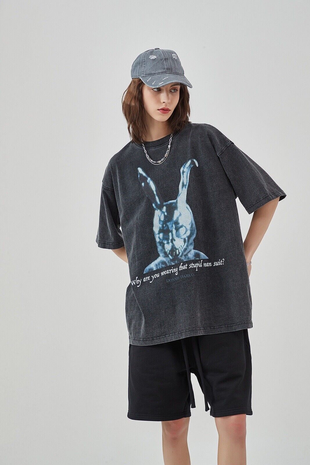 Unisex Washed T-Shirt Oversized Streetwear Donnie Darko Movie