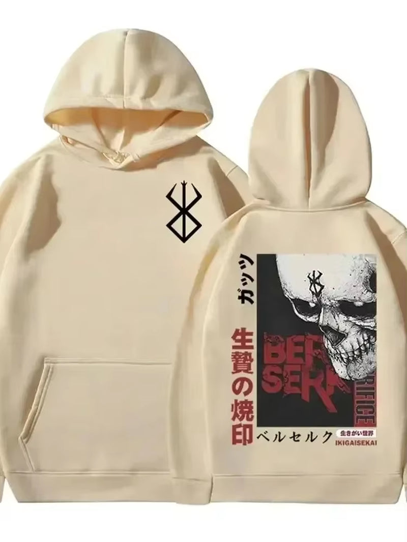 Men'S Hoodie Casual Oversized Pullovers Anime Berserk Guts Graphic Print Hoodie Swordsman Casca Brand of Sacrifice Zodd Hoodies