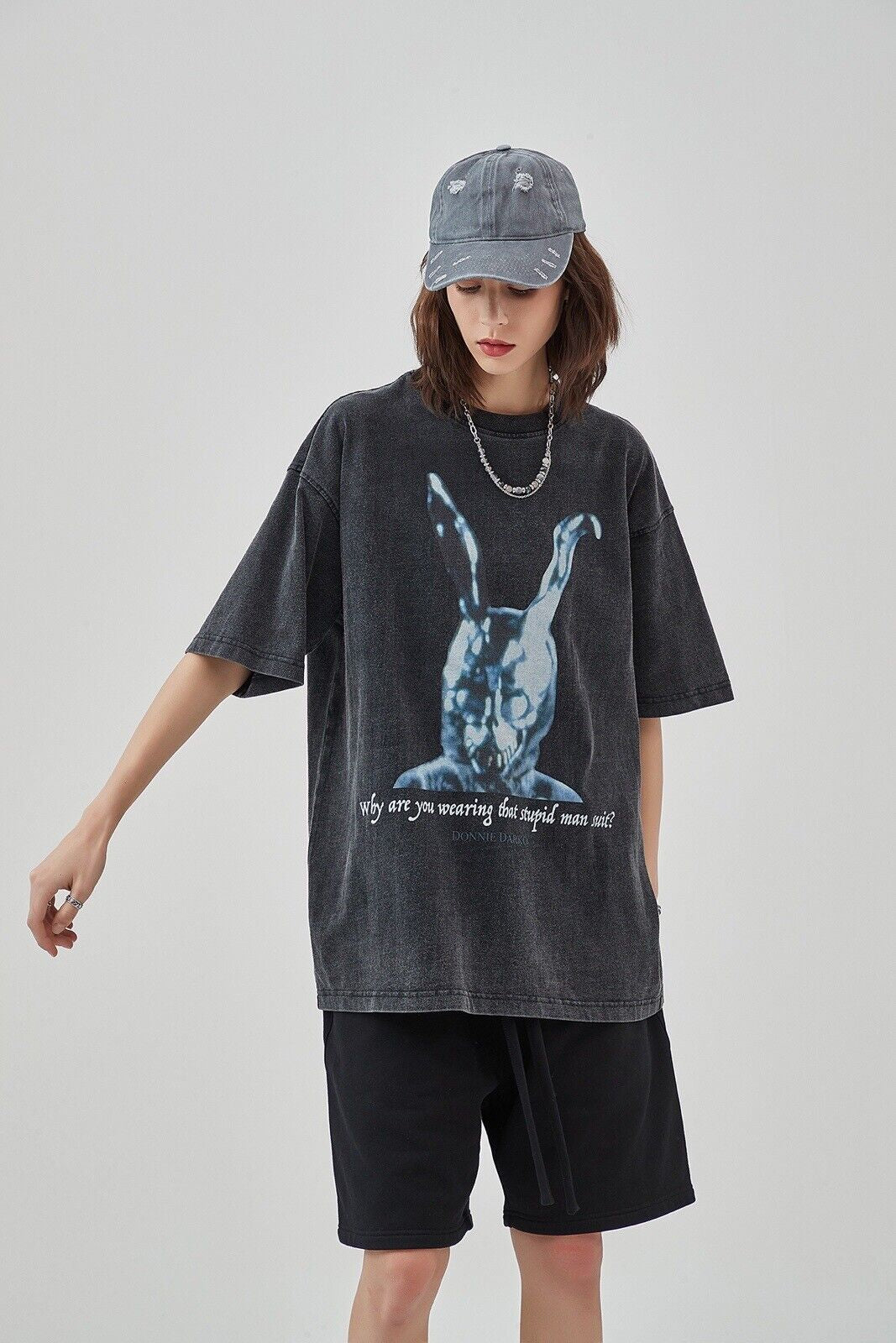 Unisex Washed T-Shirt Oversized Streetwear Donnie Darko Movie