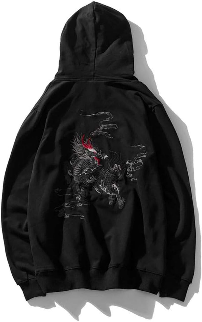 Japanese Streetwear Embroidered Hoodies for Men