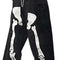 Women High Waist Ripped Hole Straight Wide Leg Pants Casual Baggy Jeans Y2K Distressed Denim Pants Streetwear (Black Skeleton, L)