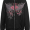 Women Y2K Vintage Zip up Hoodies Long Sleeve Rhinestone Heart Wings Print Sweatshirts Casual Fashion E-Girls Streetwear Black