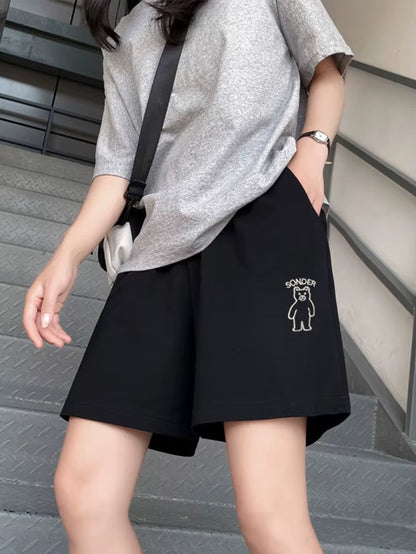 Loose Soild Drawstring Short Pant for Women Clothes Streetwear Elasticity High Waist Casual Shorts Patchwork Fashion Ropa Mujer