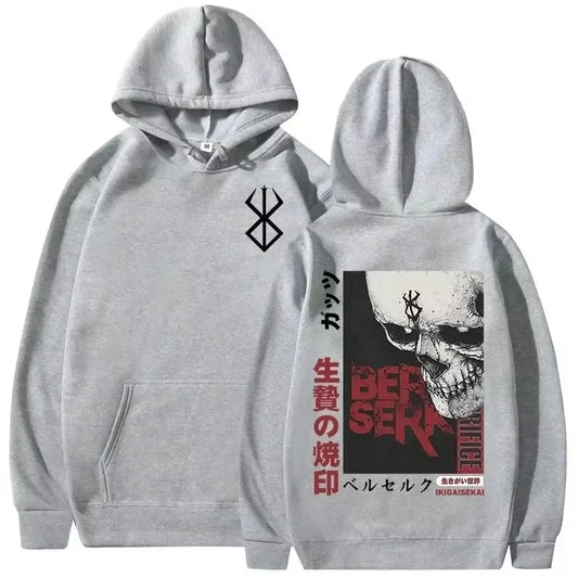 Men'S Hoodie Casual Oversized Pullovers Anime Berserk Guts Graphic Print Hoodie Swordsman Casca Brand of Sacrifice Zodd Hoodies